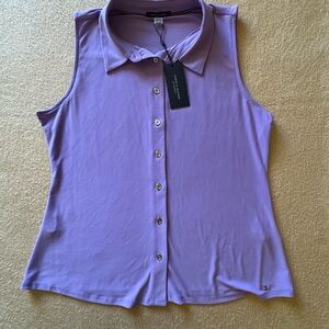 Tommy Hilfiger Lavender Sleeveless Button-Down Shirt